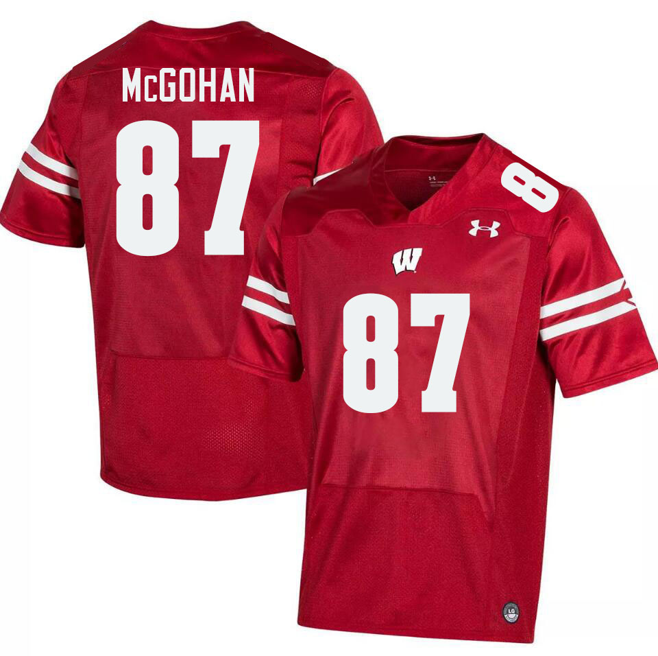 Men #87 Jackson McGohan Wisconsin Badgers College Football Jerseys Stitched-Red